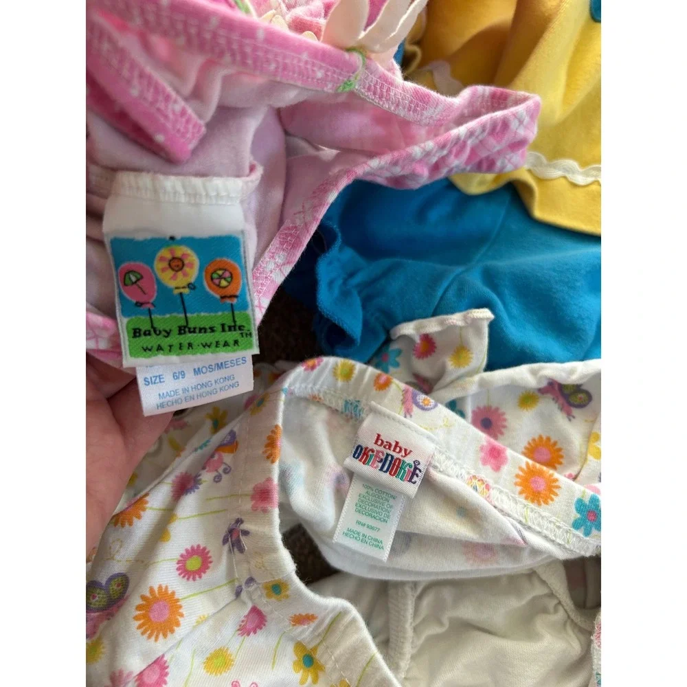 Vintage Baby Summer Lot 6-9 Months Okie Dokie Rompers Skirt Baby Buns Swimsuit